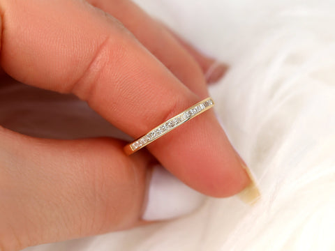 Charlene 14kt Gold Channel Set Diamond HALFWAY Eternity Ring,Princess Cut Diamond Ring,Anniversary Ring,Dainty Diamond Band,Wedding Ring