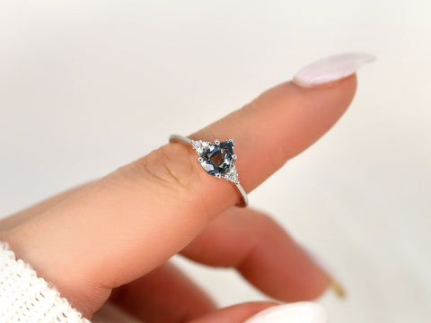 1.30ct Ready to Ship Juliet 14kt White Gold Chrome Spinel Diamond Cluster Ring,Pear Engagement Ring, Unique Art Deco Ring,Pear Cut Ring