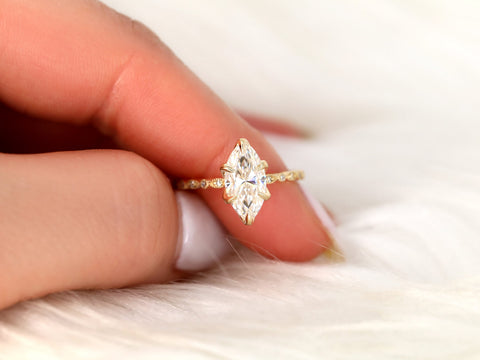 Ready to Ship 1.75ct Violetta 12x6mm 14kt ROSE Moissanite Marquise Unique Solitaire Ring, Marquise Engagement Ring,Art Deco Marquise Ring