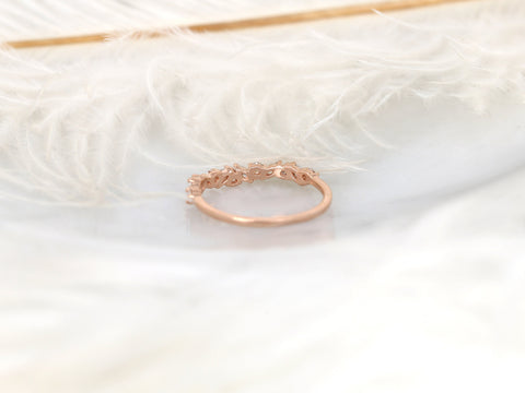 Curved Rosemary 14kt Diamond Dainty HALFWAY Eternity Ring,Anniversary Ring,Unique Cluster Ring,Art Deco Ring,Push Present,Anniversary Gift