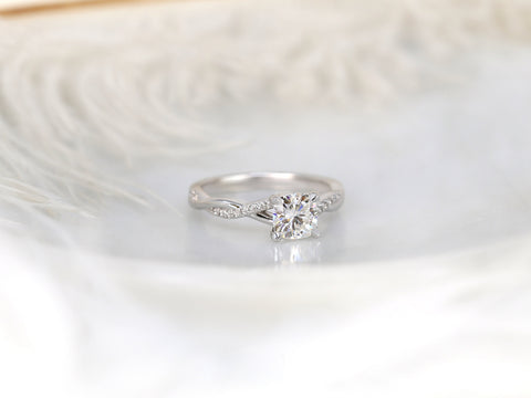 1ct PetiteTressa 6mm 14kt Moissanite Diamond Twisted Vine Cushion Ring,Unique Cushion Engagement Ring,Cushion Cut Ring,Crossover Ring