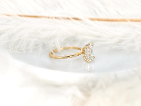 2.60ct Wynter 10x7mm 14kt Moissanite Diamond Hidden Halo Engagement Ring,Emerald Cut Ring,Rectangle Ring,Secret Halo Ring,Unique Ring