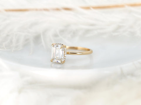 2.60ct Wynter 10x7mm 14kt Moissanite Diamond Hidden Halo Engagement Ring,Emerald Cut Ring,Rectangle Ring,Secret Halo Ring,Unique Ring