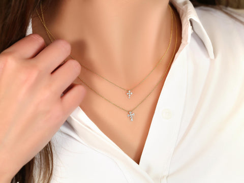Ready to Ship Petite Cross 14kt Diamond Necklace,Dainty Cross Necklace,Diamond Cross Necklace,Cross Necklace Women,Religious Gift