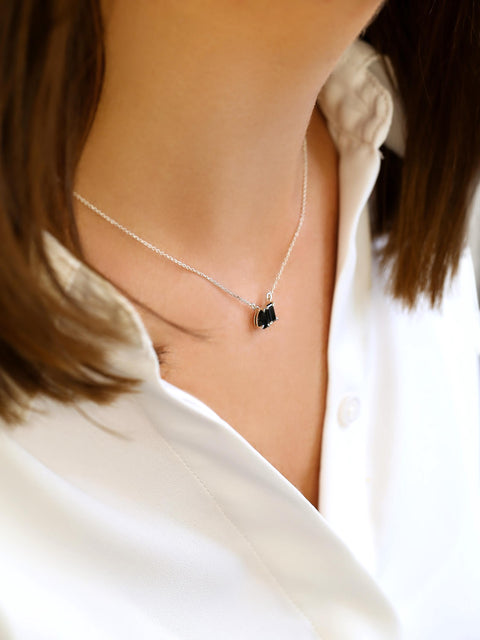 Ready to Ship Gemini SILVER Onyx Toi Et Moi Necklace,Cluster Necklace,July Birthstone Jewelry,Gift For Her,Unique Necklace,Onyx Necklace