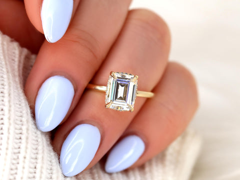 2.60ct Wynter 10x7mm 14kt Moissanite Diamond Hidden Halo Engagement Ring,Emerald Cut Ring,Rectangle Ring,Secret Halo Ring,Unique Ring