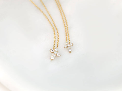 Ready to Ship Petite Cross 14kt Diamond Necklace,Dainty Cross Necklace,Diamond Cross Necklace,Cross Necklace Women,Religious Gift