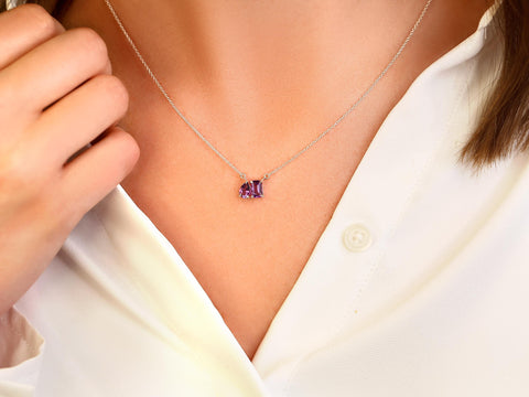 Gemini 14kt Amethyst Toi Et Moi Necklace,Cluster Necklace,February Birthstone,Two Stone Necklace,February Necklace,Purple Necklace