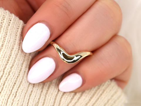 Merida 14kt Graduated Nesting Ring,Unique Curved Wedding Ring,Nesting Band,Cut Out Ring,Unique Wedding Ring,Crescendo Band,Thick Gold Ring