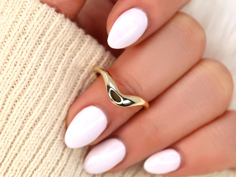 Merida 14kt Graduated Nesting Ring,Unique Curved Wedding Ring,Nesting Band,Cut Out Ring,Unique Wedding Ring,Crescendo Band,Thick Gold Ring