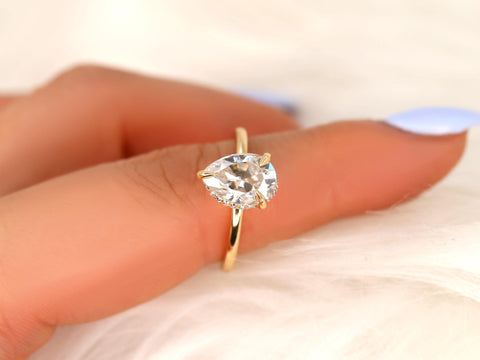 2ct Winnie 10x7mm 14kt Moissanite Diamond Pear Hidden Halo Ring,Pear Cut Ring,Pear Ring,Pear Cut Ring,Unique Hidden Halo Ring,Tear Drop Ring