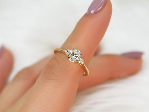 0.72ct Ready to Ship Juniper 14kt Diamond Oval Cluster Ring,Oval Engagement Ring,Diamond Cluster Ring,Oval Cut Ring,Art Deco Diamond Ring