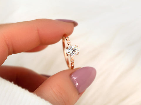 1ct Grayson 7x5mm 14kt Moissanite Diamond Oval Solitaire Ring,Art Deco Ring,Oval Engagement Ring,Oval Cut Ring,Anniversary Gift,Oval Ring