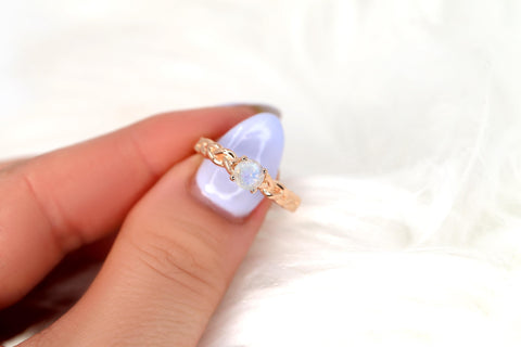 Prudence 5mm 14kt Moonstone Crossover Solitaire Ring,Braided Ring,Moonstone Ring,Unique Healing Jewelry,Moonstone Engagement Ring