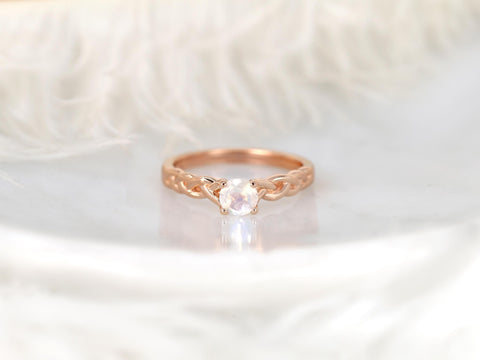 Prudence 5mm 14kt Moonstone Crossover Solitaire Ring,Braided Ring,Moonstone Ring,Unique Healing Jewelry,Moonstone Engagement Ring