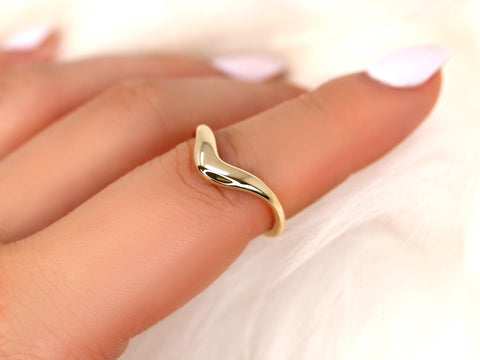 Merida 14kt Graduated Nesting Ring,Unique Curved Wedding Ring,Nesting Band,Cut Out Ring,Unique Wedding Ring,Crescendo Band,Thick Gold Ring