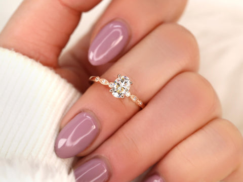 1ct Grayson 7x5mm 14kt Moissanite Diamond Oval Solitaire Ring,Art Deco Ring,Oval Engagement Ring,Oval Cut Ring,Anniversary Gift,Oval Ring