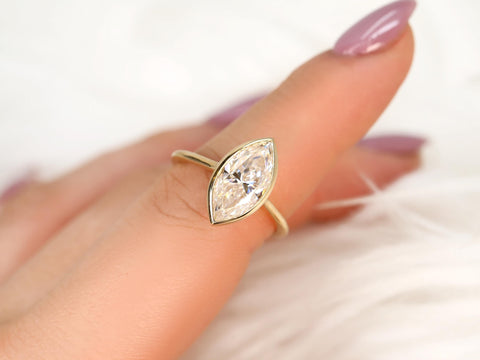 2.80ct Aaliyah 14kt Moissanite Marquise Solitaire Ring,Bezel Set Ring,Marquise Engagement Ring,Marquise Cut Ring,Anniversary Ring