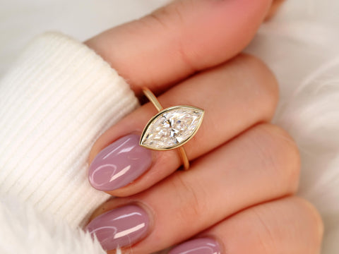2.80ct Aaliyah 14kt Moissanite Marquise Solitaire Ring,Bezel Set Ring,Marquise Engagement Ring,Marquise Cut Ring,Anniversary Ring