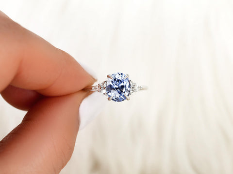 2.44ct Ready to Ship Cinderella 14kt Icy Lavender Blue Sapphire Diamond Cluster 3Ring,Unique Sapphire Ring,Sapphire Engagement Ring