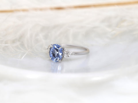 2.44ct Ready to Ship Cinderella 14kt Icy Lavender Blue Sapphire Diamond Cluster 3Ring,Unique Sapphire Ring,Sapphire Engagement Ring