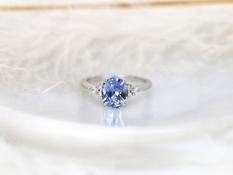 2.44ct Ready to Ship Cinderella 14kt Icy Lavender Blue Sapphire Diamond Cluster 3Ring,Unique Sapphire Ring,Sapphire Engagement Ring