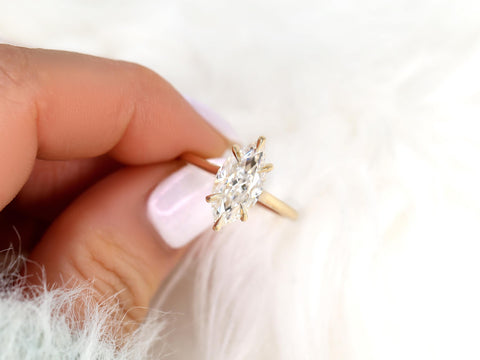 2.80ct Morticia 14x7mm 14kt Gold Moissanite Webbed Marquise Solitaire Ring,Unique Marquise Ring, Marquise Engagement Ring,Marquise Cut Ring