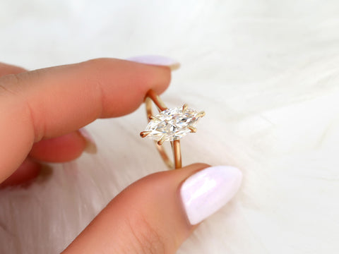 2.80ct Morticia 14x7mm 14kt Gold Moissanite Webbed Marquise Solitaire Ring,Unique Marquise Ring, Marquise Engagement Ring,Marquise Cut Ring