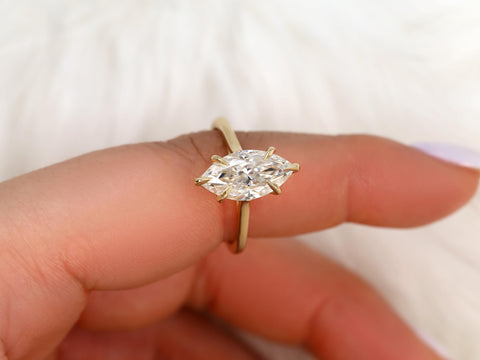 2.80ct Morticia 14x7mm 14kt Gold Moissanite Webbed Marquise Solitaire Ring,Unique Marquise Ring, Marquise Engagement Ring,Marquise Cut Ring