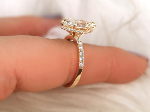 2.38ct Selena 14kt Diamond Marquise Solitaire with Accents Ring,Hidden Halo Marquise Ring,Marquise Engagement Ring,Marquise Diamond Ring