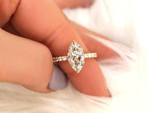 2.38ct Selena 14kt Diamond Marquise Solitaire with Accents Ring,Hidden Halo Marquise Ring,Marquise Engagement Ring,Marquise Diamond Ring