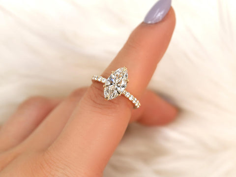2.38ct Selena 14kt Diamond Marquise Solitaire with Accents Ring,Hidden Halo Marquise Ring,Marquise Engagement Ring,Marquise Diamond Ring