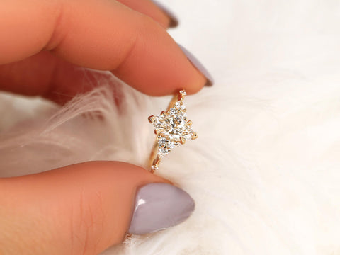 0.92ct Astrid 14kt Gold Diamond Marquise Cluster Ring,Dainty Unique Art Deco Ring,Marquise Engagement Ring,Anniversary Gift,Diamond Ring