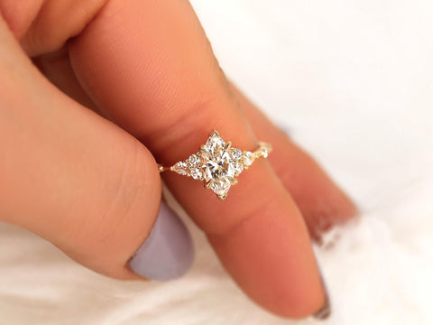 0.92ct Astrid 14kt Gold Diamond Marquise Cluster Ring,Dainty Unique Art Deco Ring,Marquise Engagement Ring,Anniversary Gift,Diamond Ring