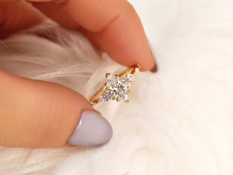 0.92ct Astrid 14kt Gold Diamond Marquise Cluster Ring,Dainty Unique Art Deco Ring,Marquise Engagement Ring,Anniversary Gift,Diamond Ring