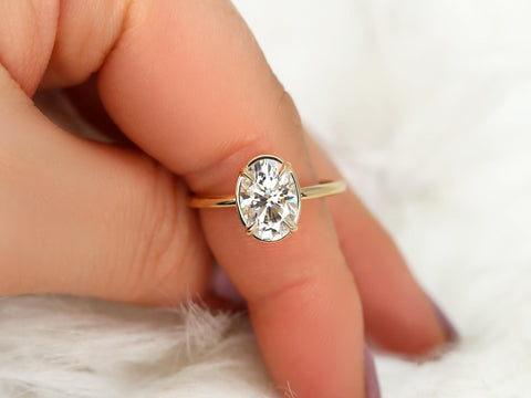 2.50ct Millie 10x7mm 14kt Moissanite Oval Solitaire Ring,Bezel Oval Ring,Unique Oval Ring,Oval Engagement Ring,Oval Cut Ring