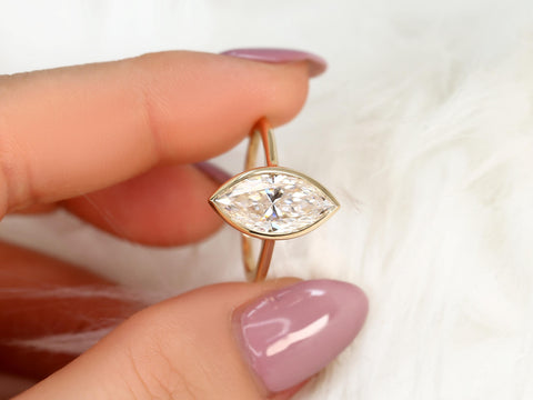 2.80ct Aaliyah 14kt Moissanite Marquise Solitaire Ring,Bezel Set Ring,Marquise Engagement Ring,Marquise Cut Ring,Anniversary Ring