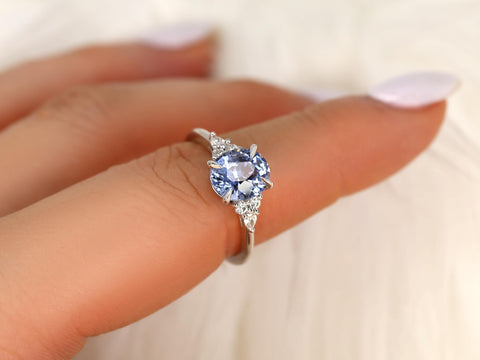 2.44ct Ready to Ship Cinderella 14kt Icy Lavender Blue Sapphire Diamond Cluster 3Ring,Unique Sapphire Ring,Sapphire Engagement Ring