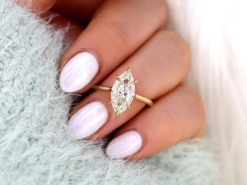 2.80ct Morticia 14x7mm 14kt Gold Moissanite Webbed Marquise Solitaire Ring,Unique Marquise Ring, Marquise Engagement Ring,Marquise Cut Ring