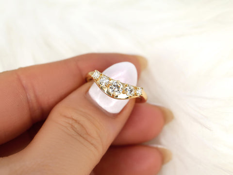 Saldana 14kt Diamond Graduated Nesting Ring,Unique Curved Wedding Ring,Nesting Band,Unique Wedding Ring,Crescendo Band,Thick Gold Ring