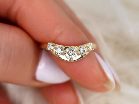 Saldana 14kt Diamond Graduated Nesting Ring,Unique Curved Wedding Ring,Nesting Band,Unique Wedding Ring,Crescendo Band,Thick Gold Ring