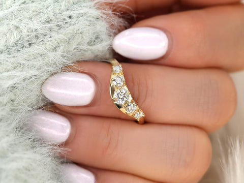 Saldana 14kt Diamond Graduated Nesting Ring,Unique Curved Wedding Ring,Nesting Band,Unique Wedding Ring,Crescendo Band,Thick Gold Ring