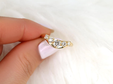 Saldana 14kt Diamond Graduated Nesting Ring,Unique Curved Wedding Ring,Nesting Band,Unique Wedding Ring,Crescendo Band,Thick Gold Ring