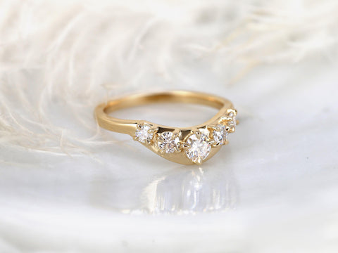 Saldana 14kt Diamond Graduated Nesting Ring,Unique Curved Wedding Ring,Nesting Band,Unique Wedding Ring,Crescendo Band,Thick Gold Ring