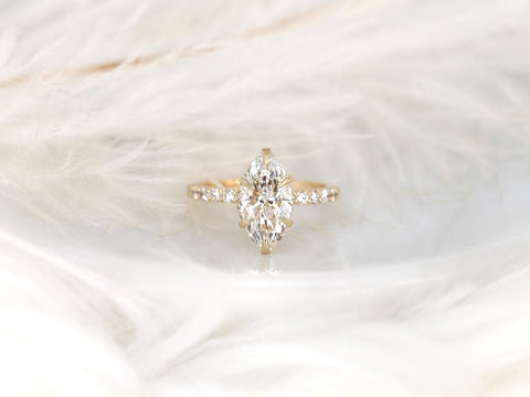 2.38ct Selena 14kt Diamond Marquise Solitaire with Accents Ring,Hidden Halo Marquise Ring,Marquise Engagement Ring,Marquise Diamond Ring