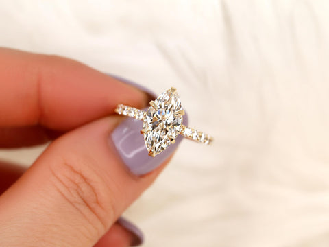 2.38ct Selena 14kt Diamond Marquise Solitaire with Accents Ring,Hidden Halo Marquise Ring,Marquise Engagement Ring,Marquise Diamond Ring
