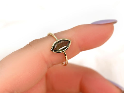 1.22ct Donatella Marquise 14kt Galaxy Teal Sapphire Marquise Ring,Galaxy Ring,Unique Sapphire Ring,Bezel Set Ring,Unique Minimalist Ring