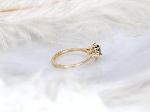 0.57ct Mae 14kt Teal Sapphire Oval Halo Ring,Oval Engagement ring,Unique Sapphire Ring,Gift For Her,September Birthstone,Anniversary Ring