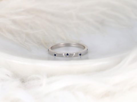 Saber 14kt Sapphire HALFWAY Eternity Ring,Unique Triangle Stacking Ring,Sapphire Wedding Ring,Sapphire Eternity Ring,Push Present