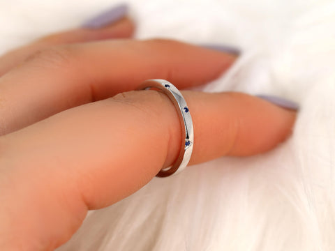 Saber 14kt Sapphire HALFWAY Eternity Ring,Unique Triangle Stacking Ring,Sapphire Wedding Ring,Sapphire Eternity Ring,Push Present